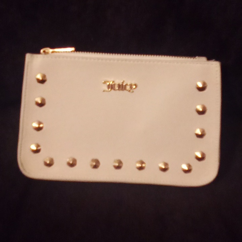Juicy couture cream and gold studded belt bag waist purse faux leather